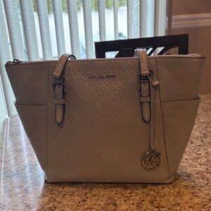 Michael Kors Embossed Light Gray Tote